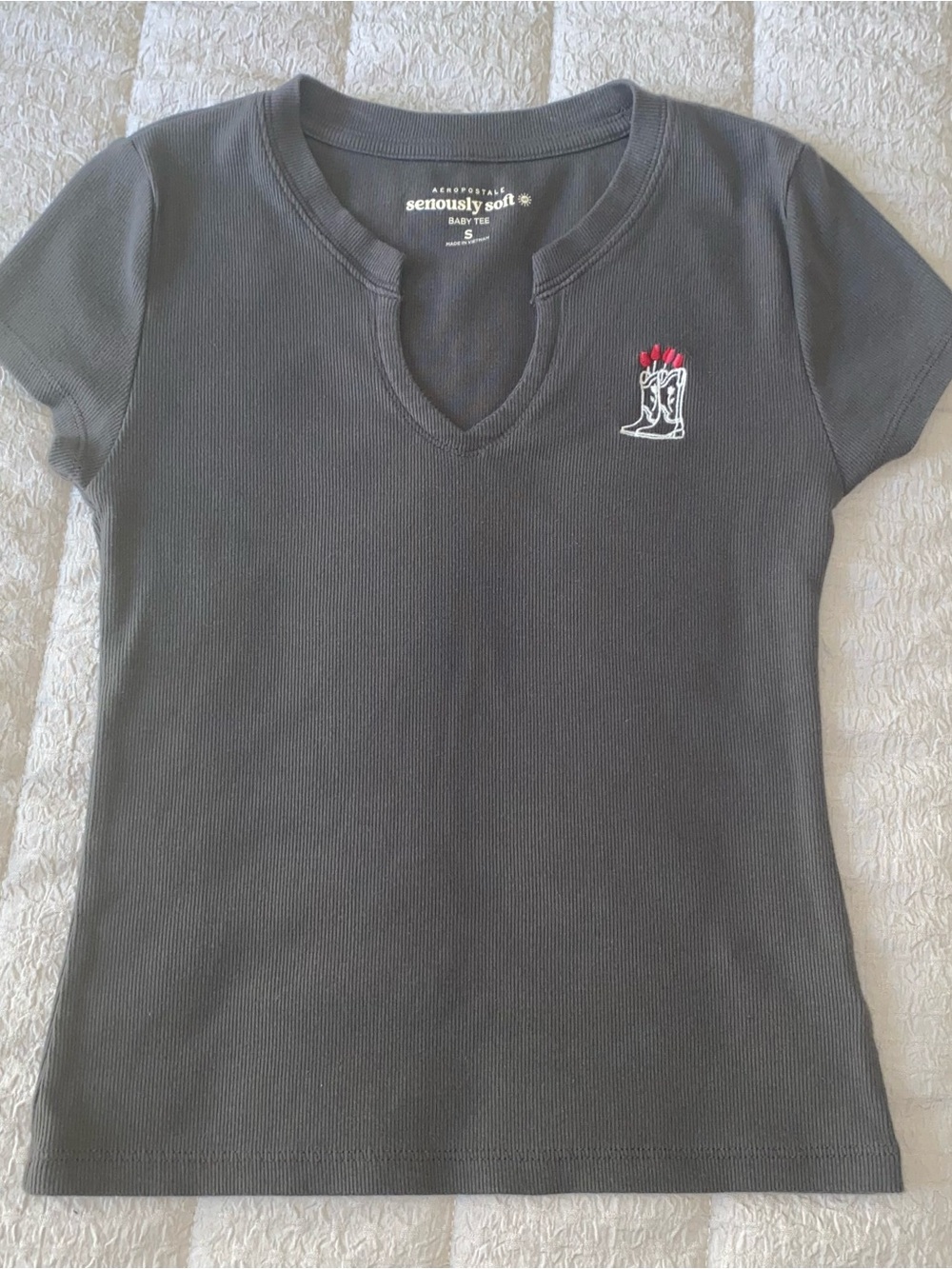 Aeropostale Seriously Soft Charcoal Gray Baby Tee